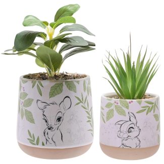 Maceteros de Bambi y Tambor con plantas artificiales