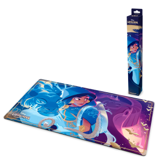 Tapete de juego con motivo de Jasmín, para el juego "Disney Lorcana", que también puede usarse como alfombrilla XL para el escritorio o el ratón.