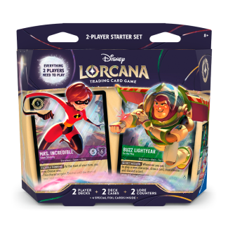 Adéntrate en el mundo de Disney Lorcana Trading Card Game con este set de inicio para 2 jugadores de la expansión Wilds Unknown, con las reglas y todo lo necesario para empezar a jugar. 